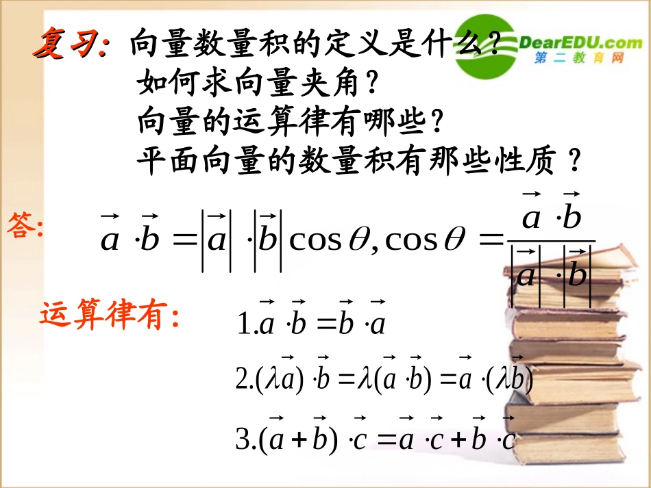 高中数学 向量数量积的坐标运算课件 新人教B版必修4 课件_第2页