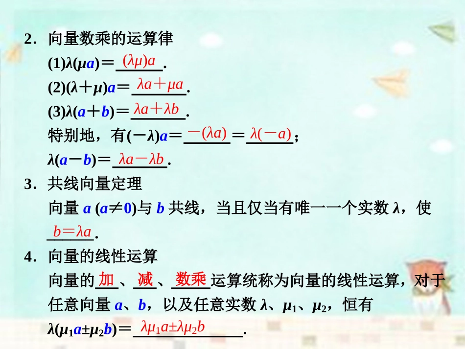 高中数学(第二辑)向量数乘运算及其几何意义课件_第3页