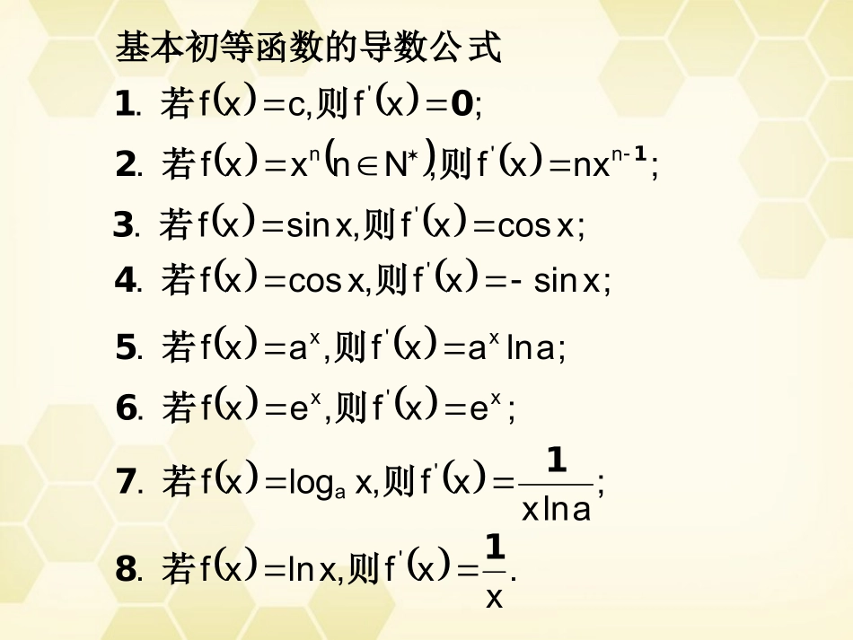 高中数学 122(导数公式表及数学软件的应用)课件 新人教B版选修2-2 课件_第3页