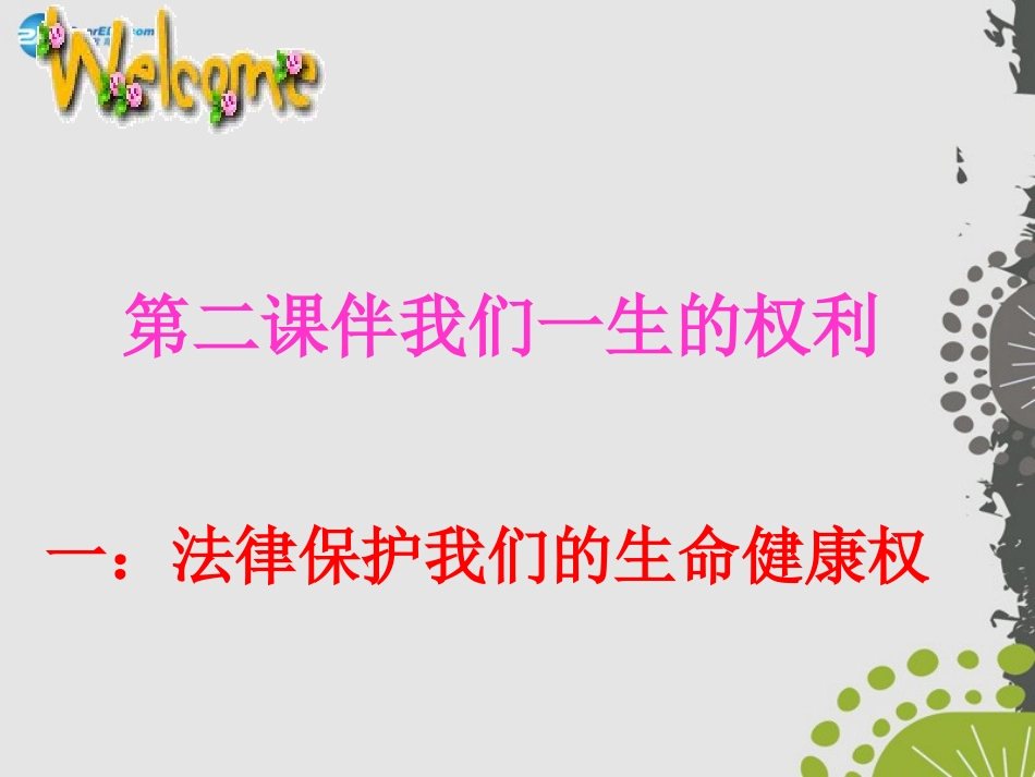 秋八年级政治上册 第八课 第一框 法律保护我们的生命健康权课件2 鲁教版 课件_第1页