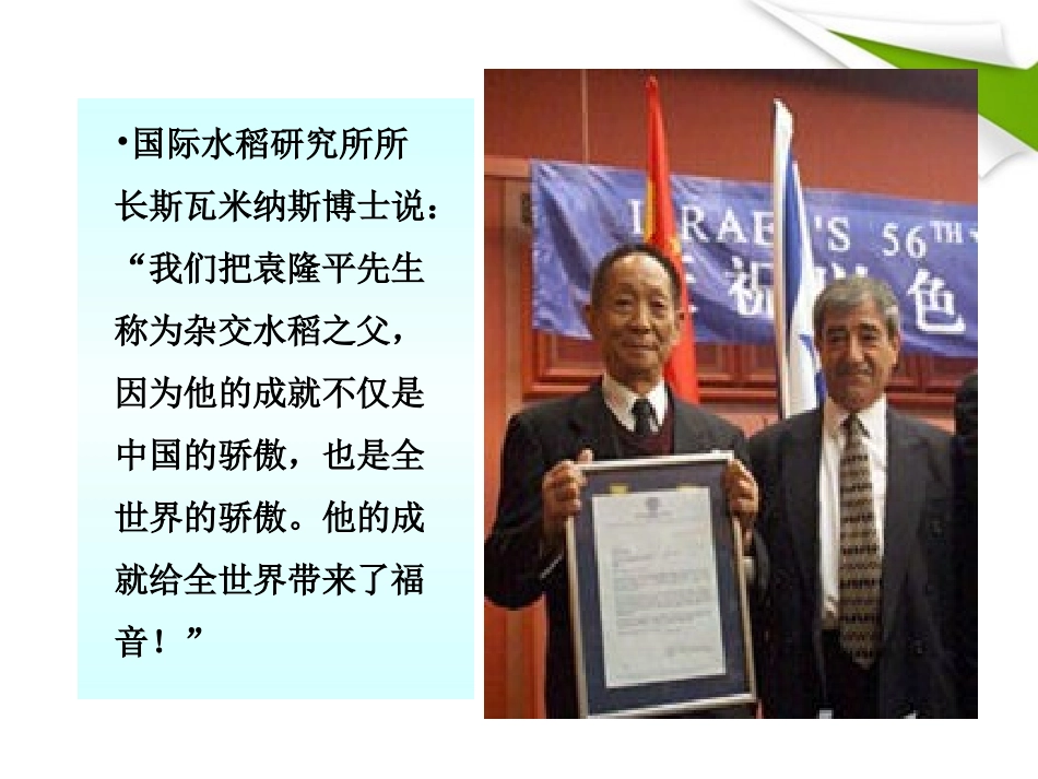 版八年级语文上册 第8课 杂交水稻之父——袁隆平 课新课标同步授课件 语文版 课件_第2页