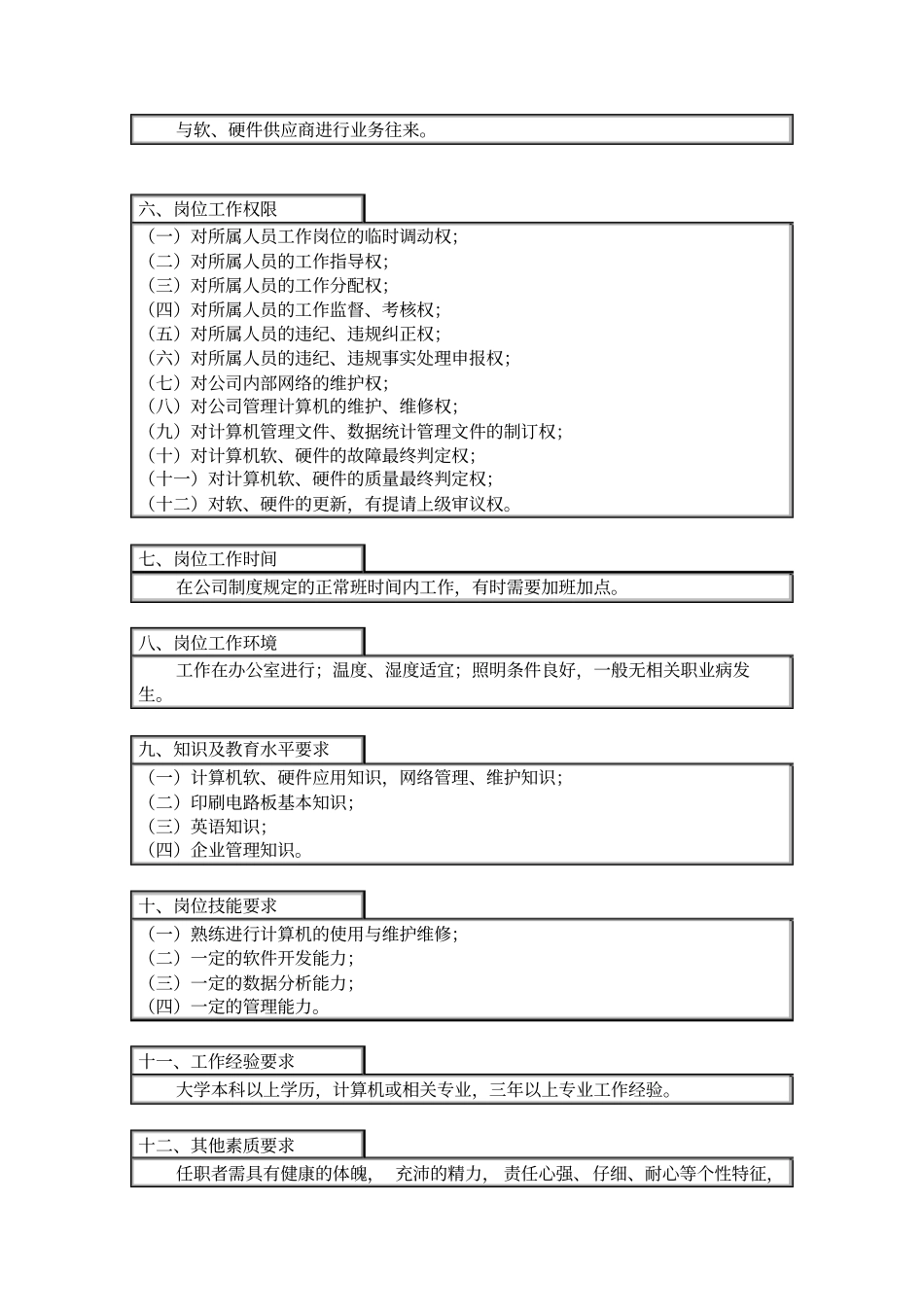 信息主管岗位说明书大全_第2页