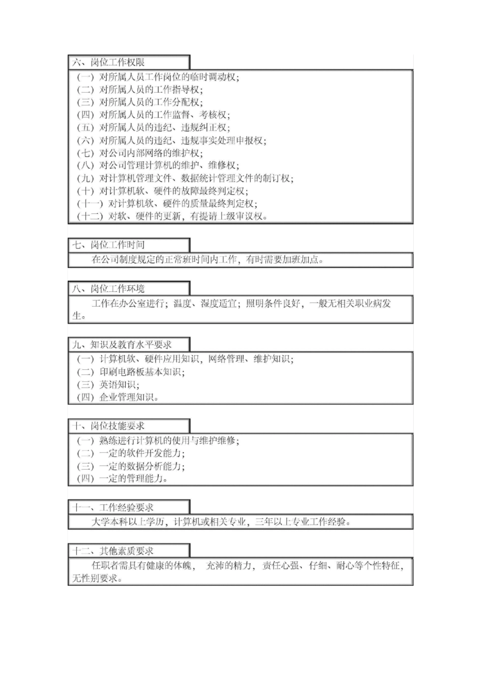 信息主管岗位职责说明书_第2页
