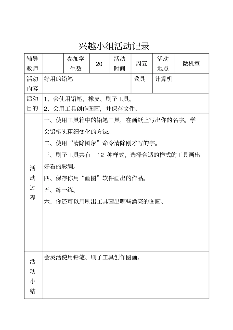 信息技术兴趣小组活动记录_第2页