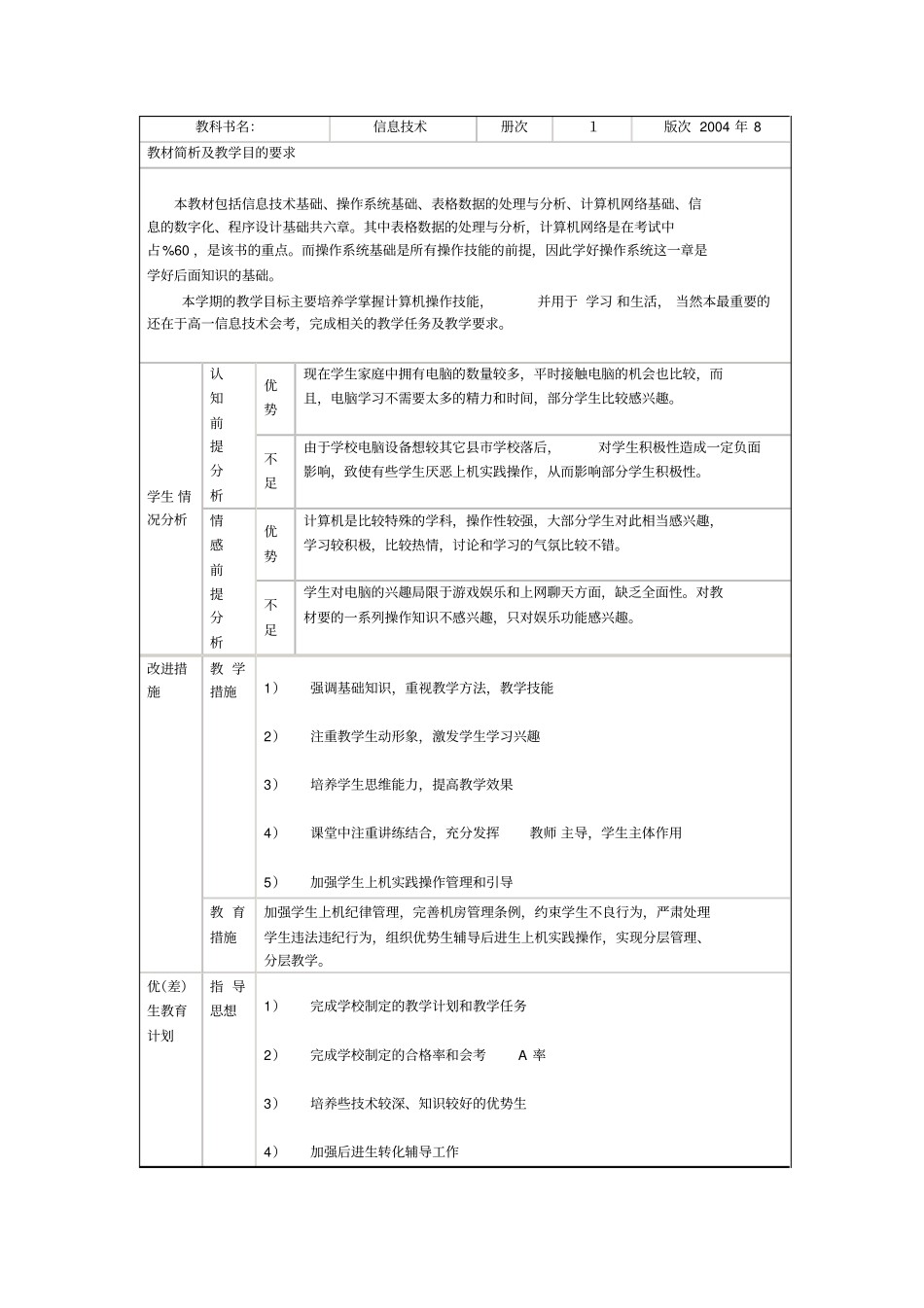 信息技术学期计划_第2页