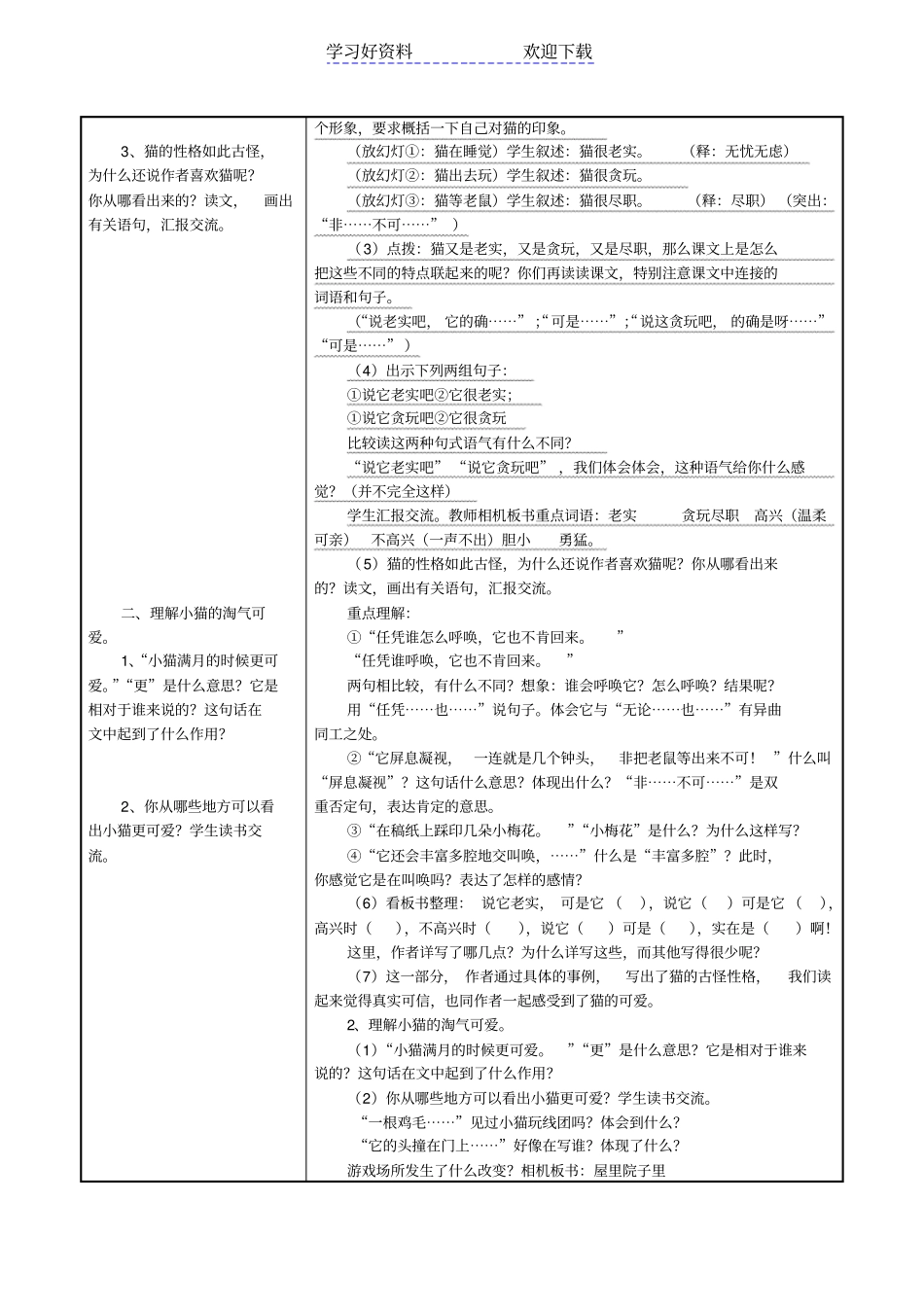 信息技术应用成果教学设计方案五年级语文下册猫_第3页