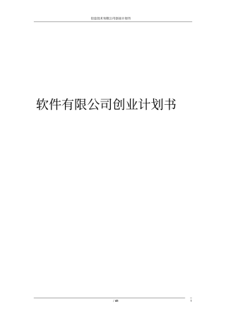 信息技术有限公司创业计划书