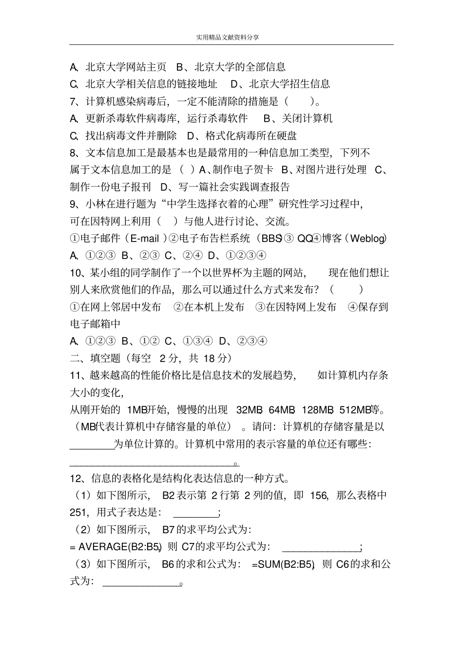 信息技术模拟试题_第2页