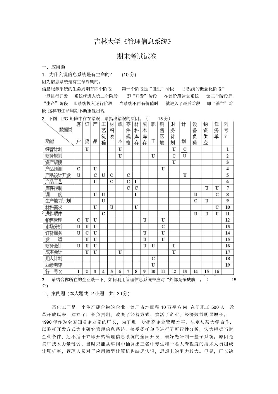 信息系统与信息资源管理历年考试题自动保存的_第1页