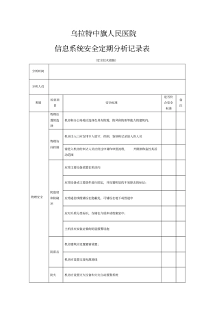 信息系统安全定期分析记录表