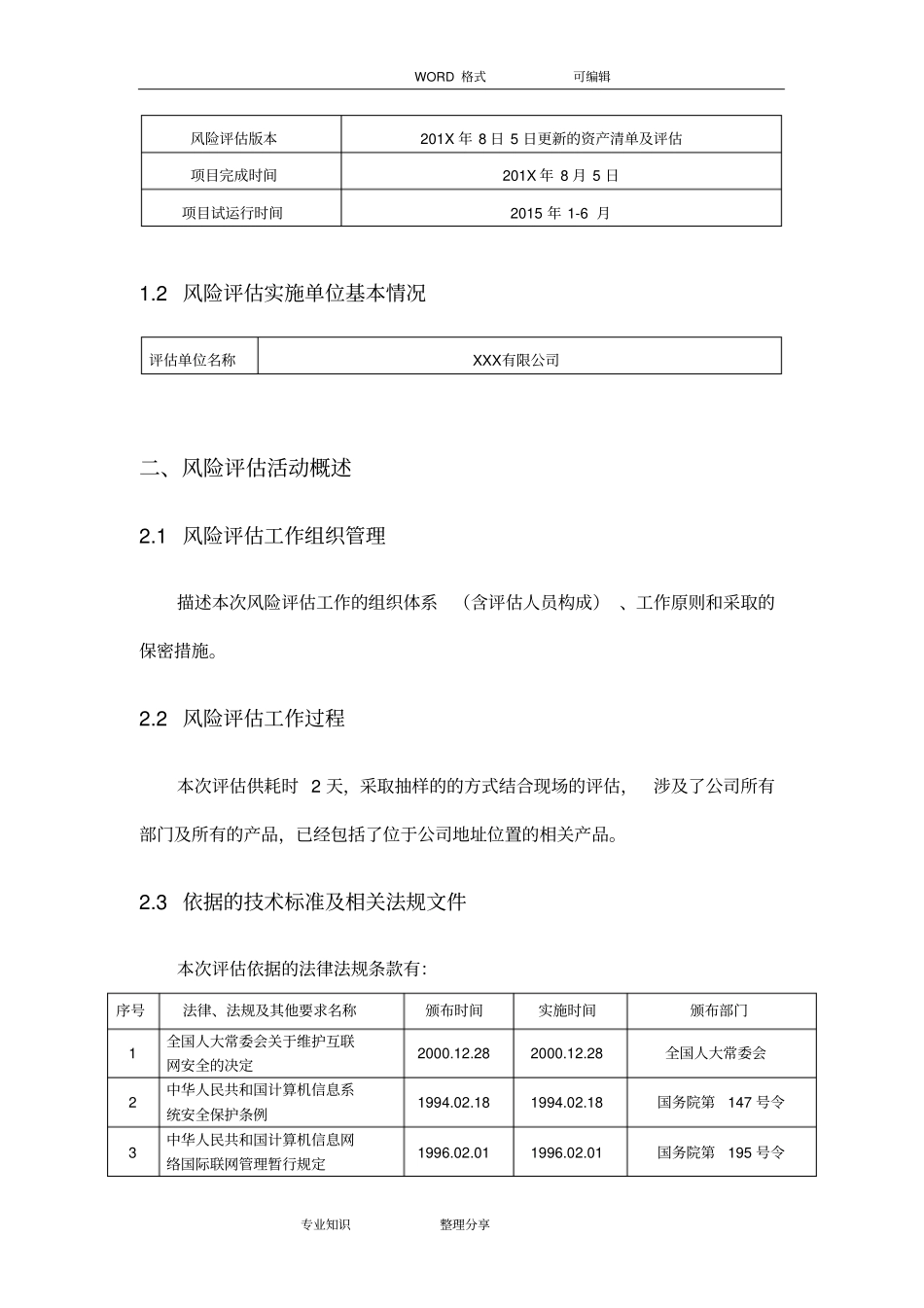 信息系统安全风险评价报告书模板_第2页