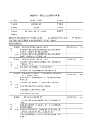 信息网络工程部主任职务说明书
