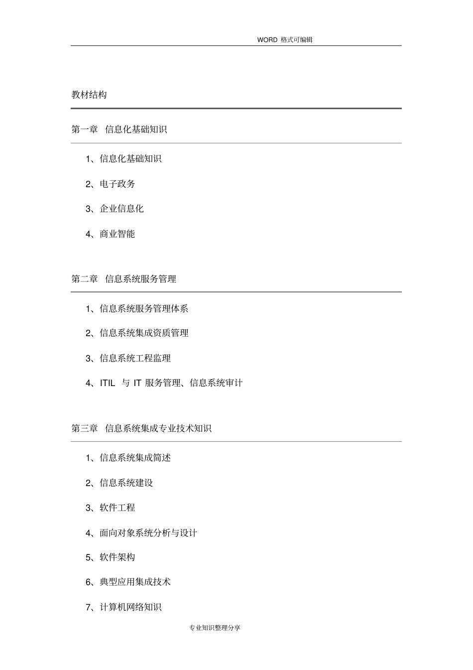 信管网系统集成项目管理师各章节重点知识点总结精华版_第1页