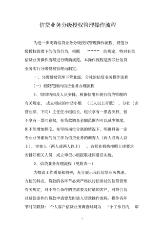 信贷业务分级授权管理操作流程