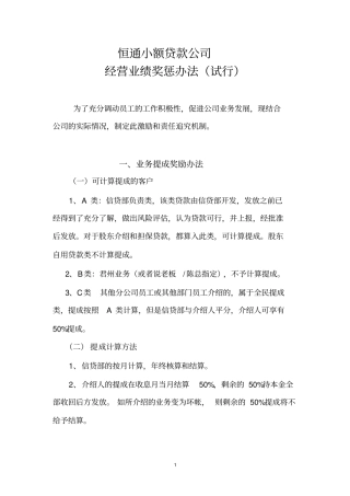 信贷业务奖惩规定