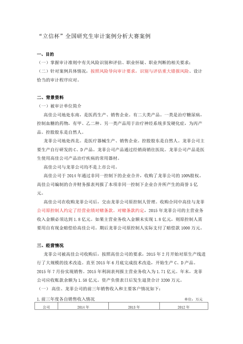 修一全国研究生审计案例分析大赛案例_第1页