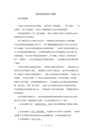 债务重组和资产重组资料