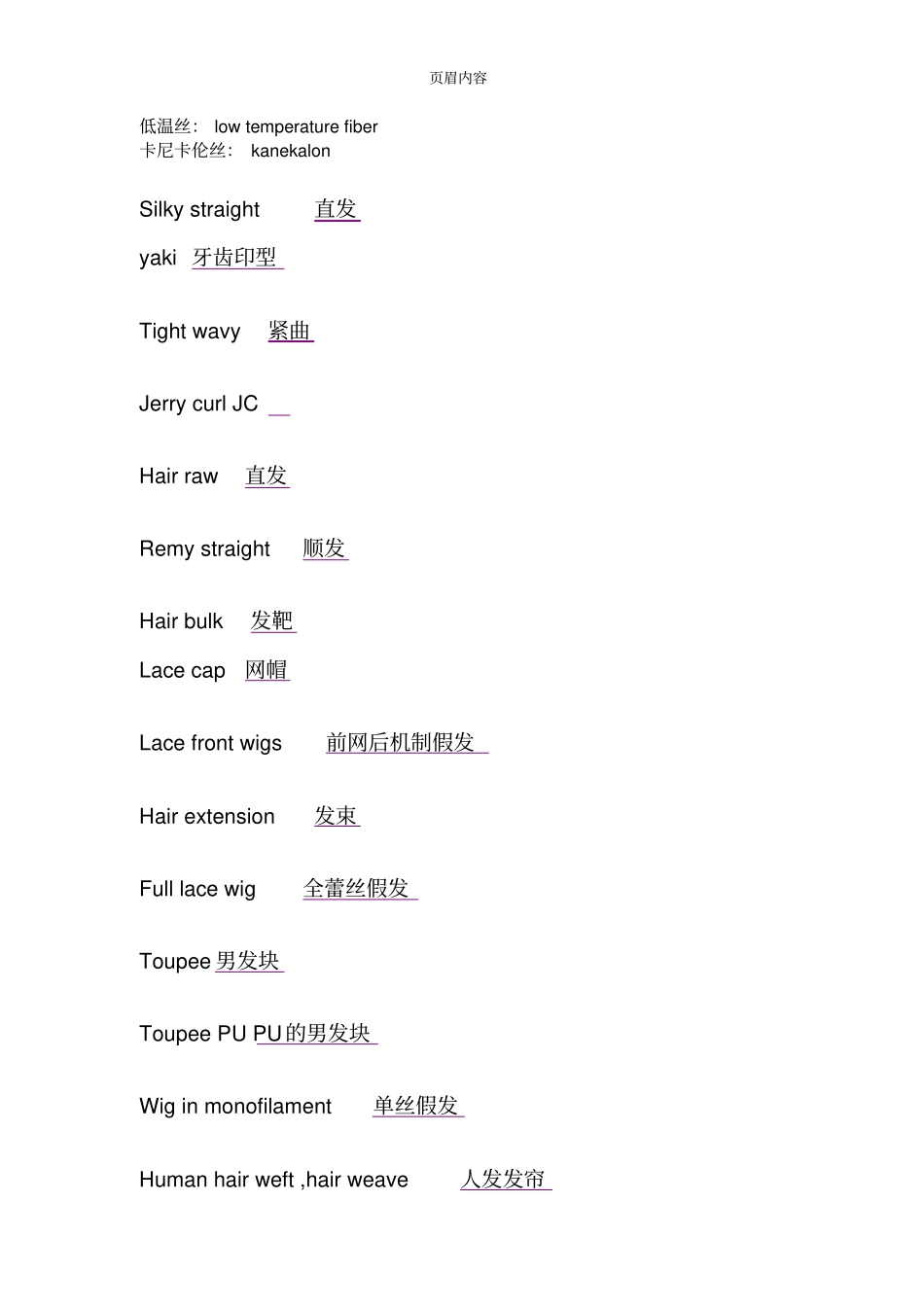 假发英文词汇_第3页