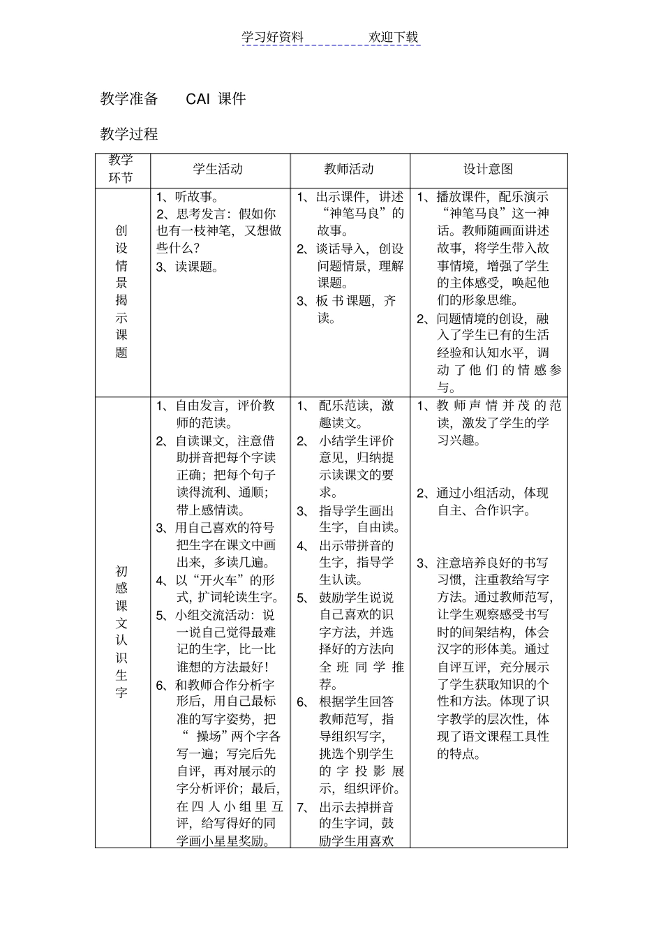 假如教学设计表格式_第2页