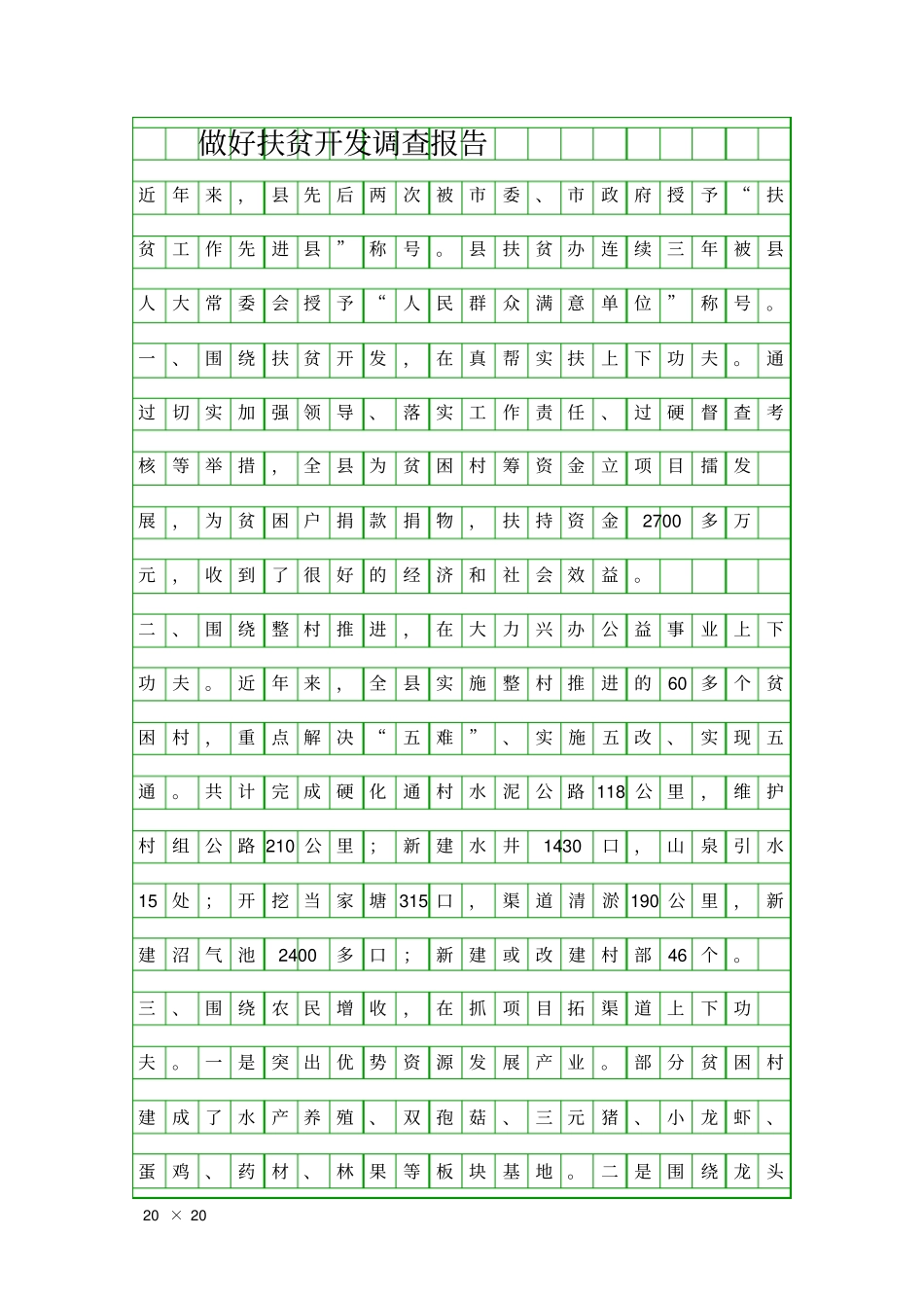 做好扶贫开发调查报告精品工作报告_第1页