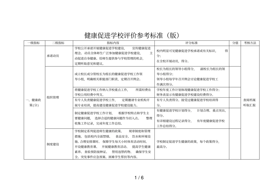 健康促进学校评价参考标准_第1页