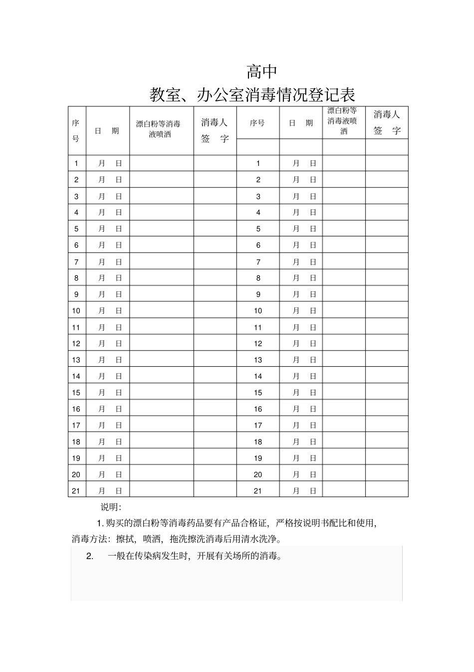 健康促进学校验收学生晨检记录表参考样表_第2页