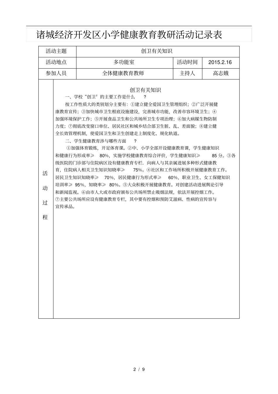 健康教育教研活动记录表_第2页