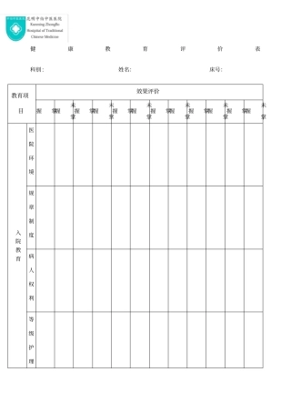 健康教育评价表