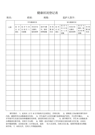健康状况登记表