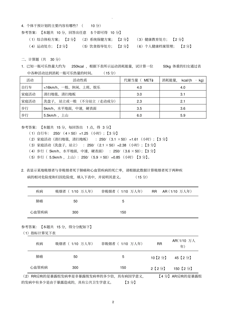 健康管理师-操作技能A参考答案34847_第2页