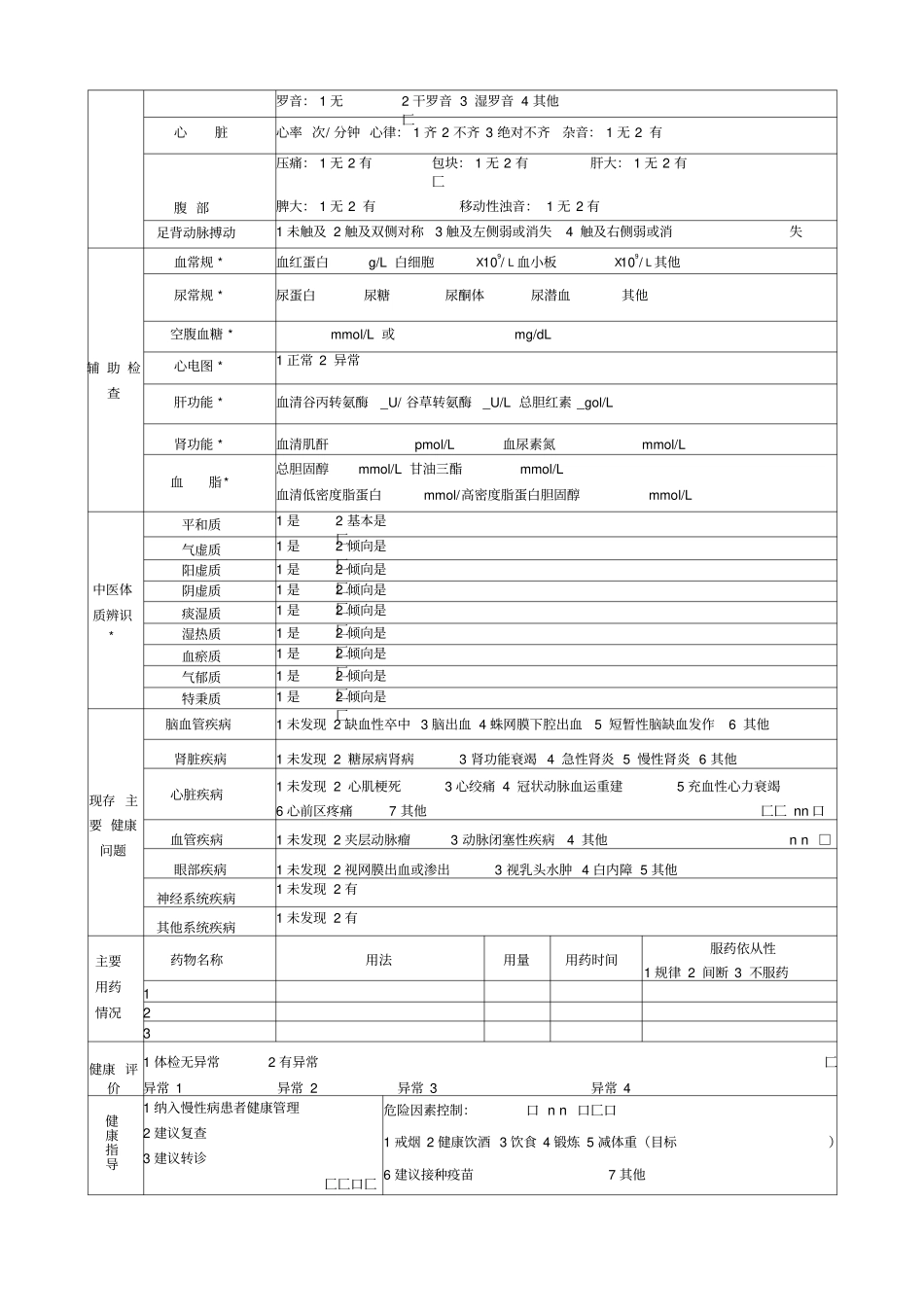 健康评价表最新版_第2页