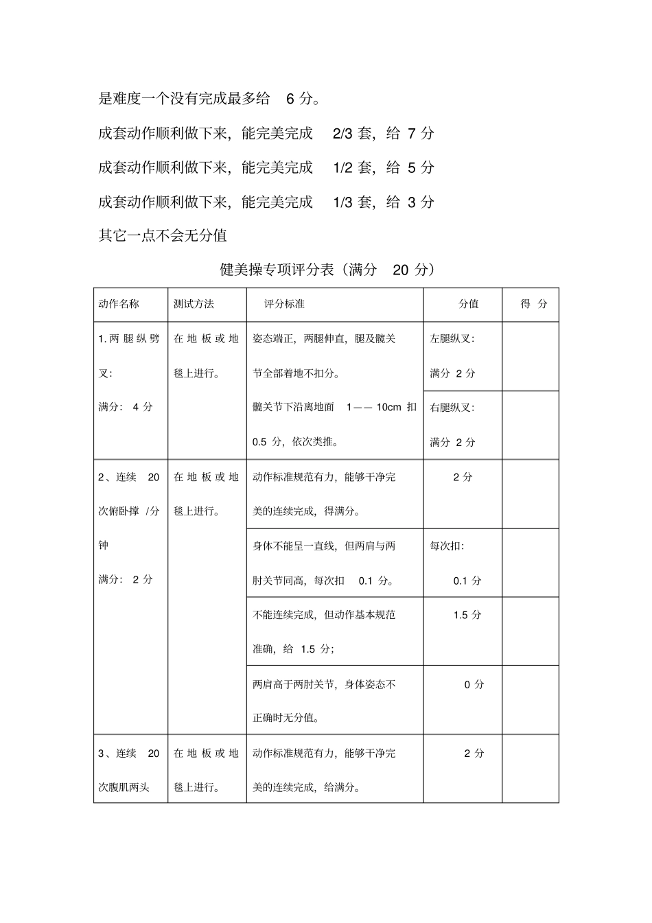 健美操测试内容与评分标准_第3页