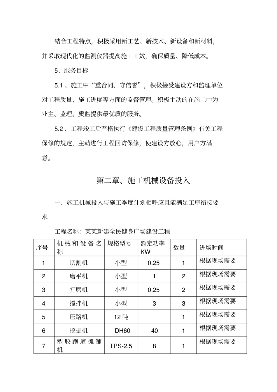 健身广场项目施工组织设计方案方案_第3页