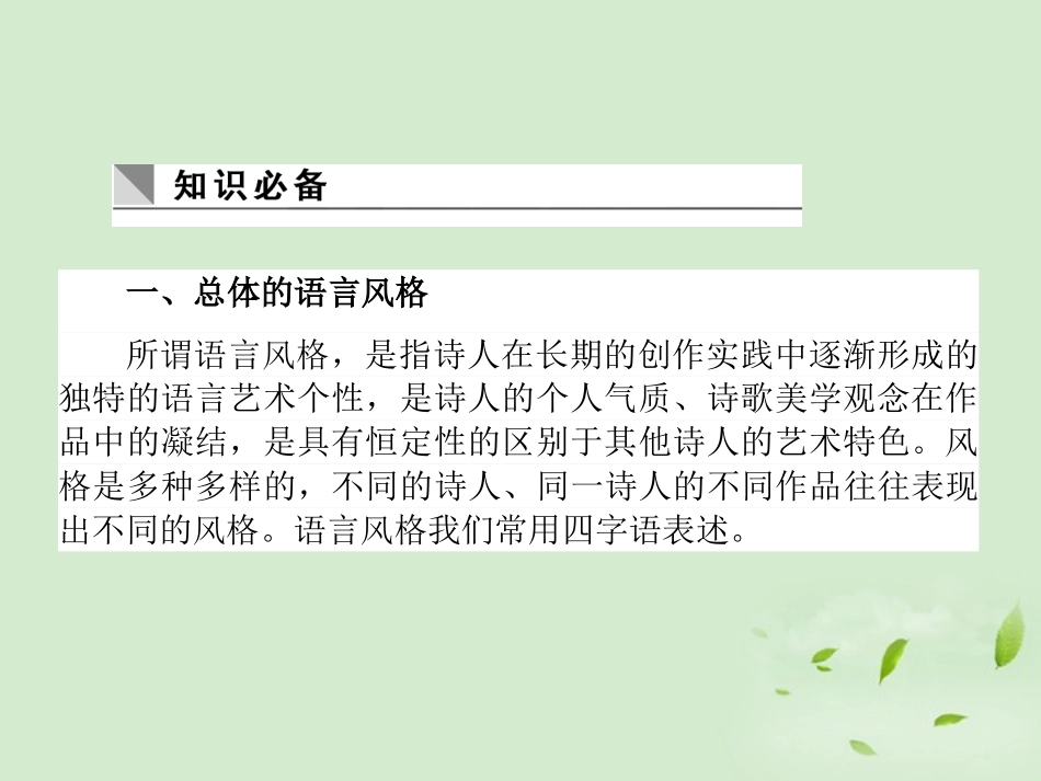 高考语文第一轮总复习 第二模块 考点18 鉴赏诗歌的语言课件_第3页