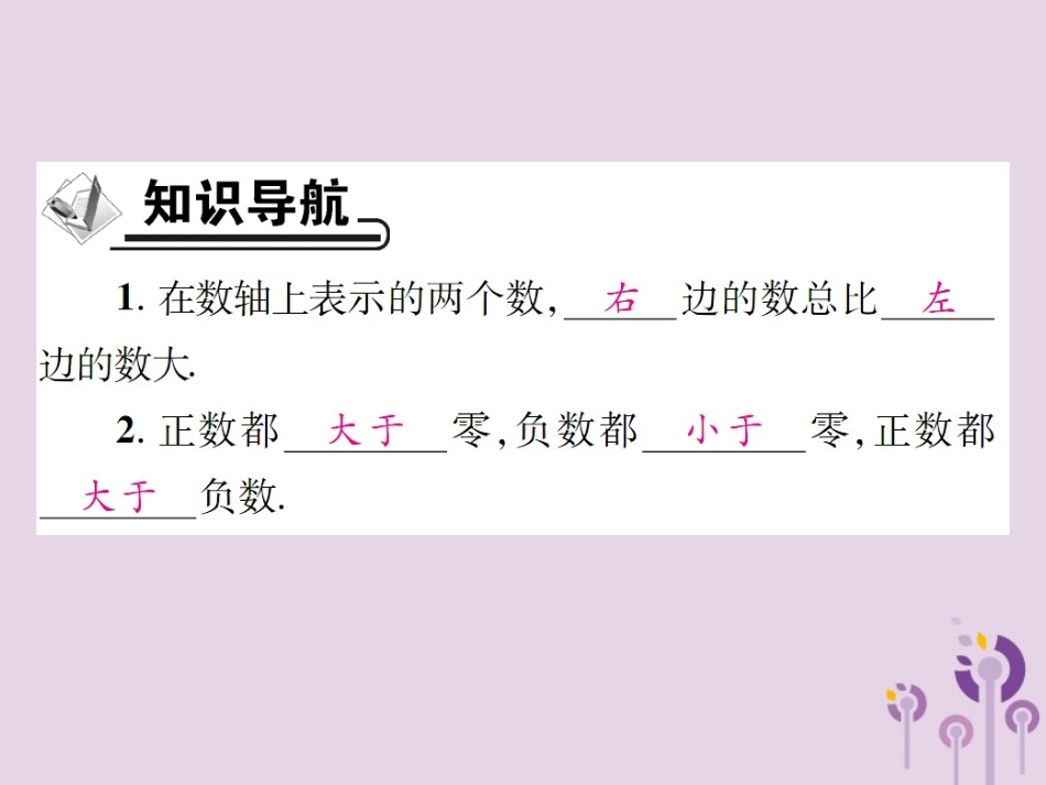 秋七年级数学上册 第2章 有理数 2.2 数轴 2.2.2 在数轴上比较数的大小课件 (新版)华东师大版 课件_第2页
