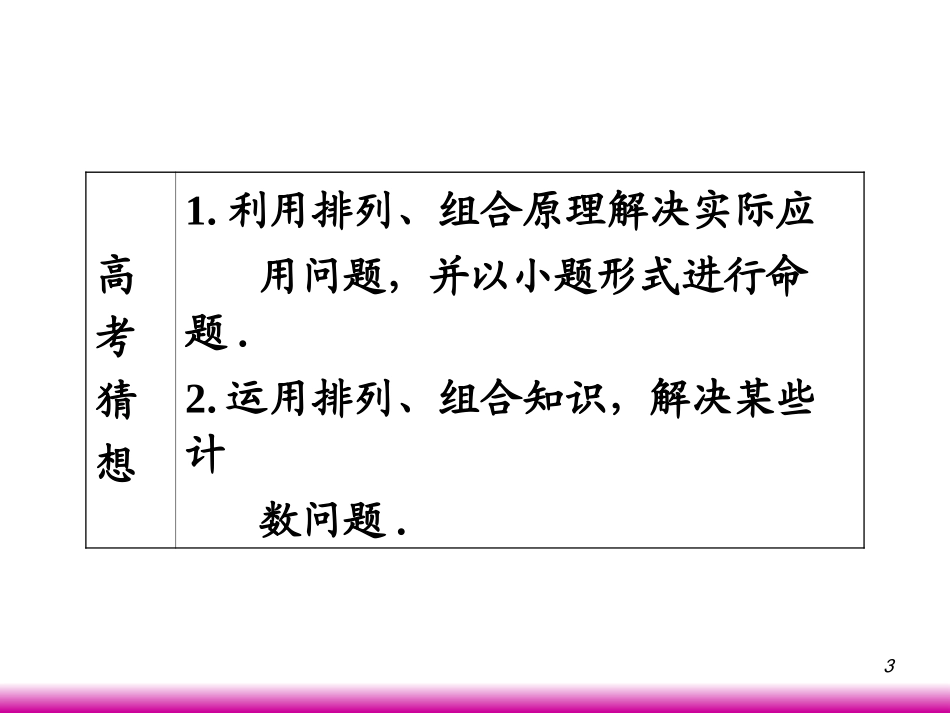 高考数学第一轮总复习10.2排列、组合应用题(第1课时)课件 文 (广西专版) 课件_第3页