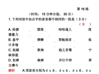 高三语文高考冲刺第16练课件新人教版 课件