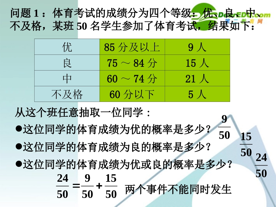 高中数学：34互斥事件(第一课时)课件 苏教版必修3 课件_第3页