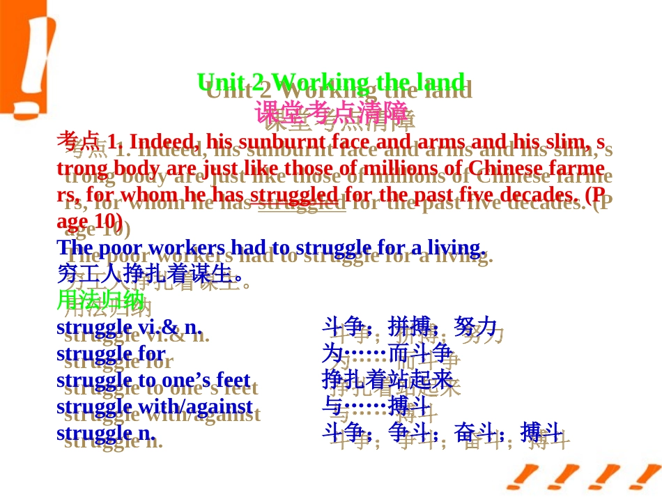 高考英语一轮复习 Unit-2  Working the land课件 新人教版必修4 课件_第1页