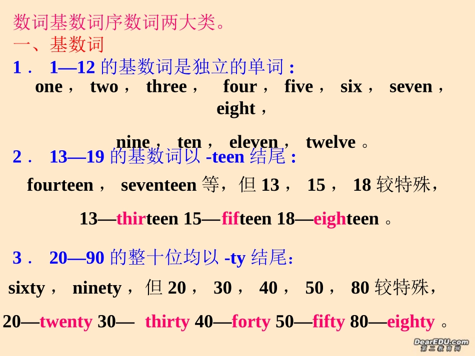 高二英语会考各专项复习课件 数词 课件_第2页
