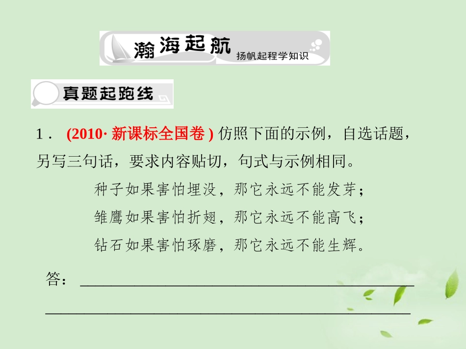 高考语文总复习 专题十二 句式及修辞精品课件练习课件 新人教版 课件_第3页