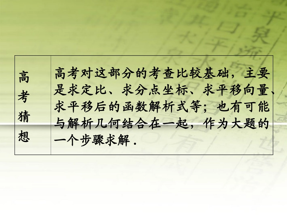 高考数学第1轮总复习 全国统编教材 5.4线段的定比分点与图形的平移(第1课时)课件 理 课件_第3页