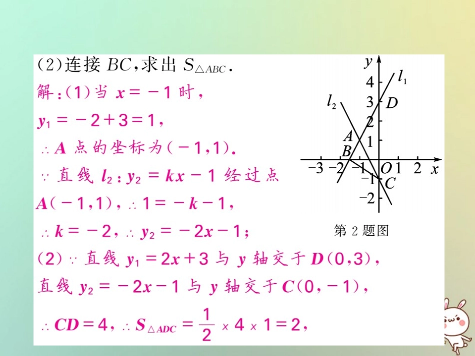 秋八年级数学上册 滚动小专题(五)一次函数的图象与坐标轴围城三角形的面积习题课件 (新版)沪科版 课件_第3页