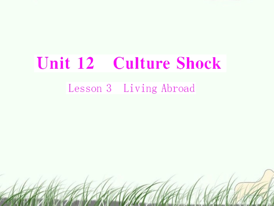 高中英语 Unit 12  Lesson 3 Living Abroad 配套课件 北师大版必修4 课件_第1页