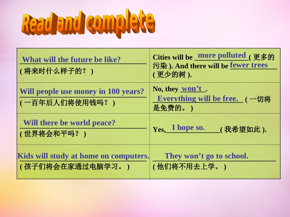 秋八年级英语上册 Unit 7 Will people have robots Section A(grammar focus 3c)课件 (新版)人教新目标版 课件_第2页