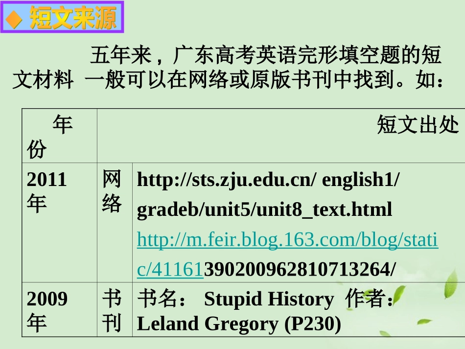 高考英语 专题解析完形填空 命题揭秘课件_第2页