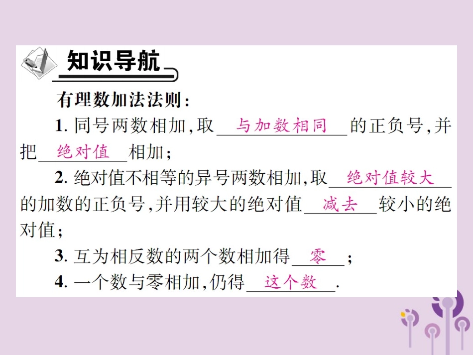 秋七年级数学上册 第2章 有理数 2.6 有理数的加法 2.6.1 有理数的加法法则课件 (新版)华东师大版 课件_第2页