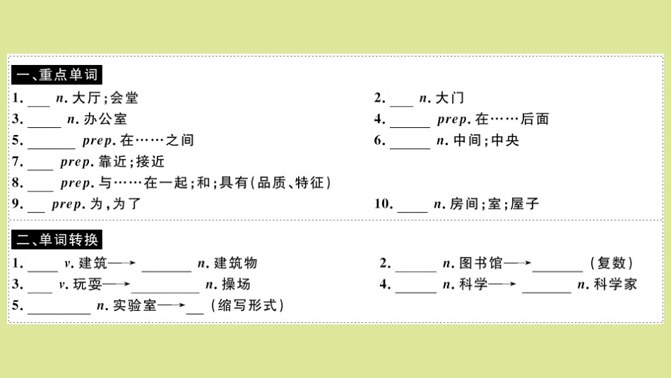 语上册 Module 3 My school Unit 2Unit 3(小册子)作业课件 (新版)外研版 课件_第2页