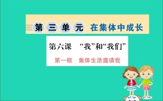 版七年级道德与法治下册 第三单元 在集体中成长 第六课 我 和 我们 第1框 集体生活邀请我训练课件 新人教版 课件