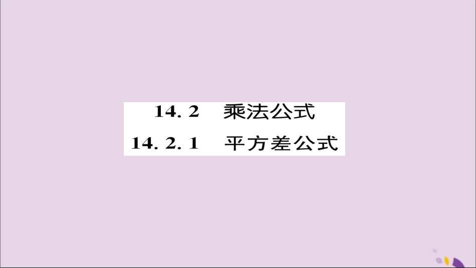 秋八年级数学上册 第十四章 整式的乘法与因式分解 14.2 乘法公式 14.2.1 平方差公式练习课件 (新版)新人教版 课件_第1页